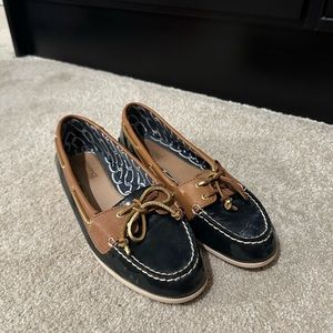 Sperry Women’s Patent Leather Navy & Gold Boat Shoes Size 8.5M